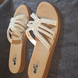 DC White Rhinestone Sandals